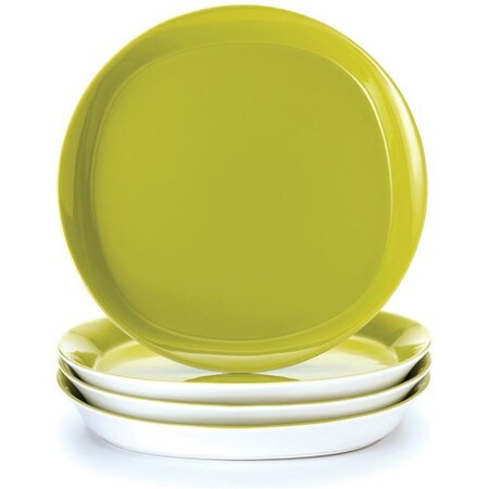 Rachael Ray Rachael Ray 58101 Dinnerware  Round and Square 4-Piece Dinner Plate Set  Green Apple 58101